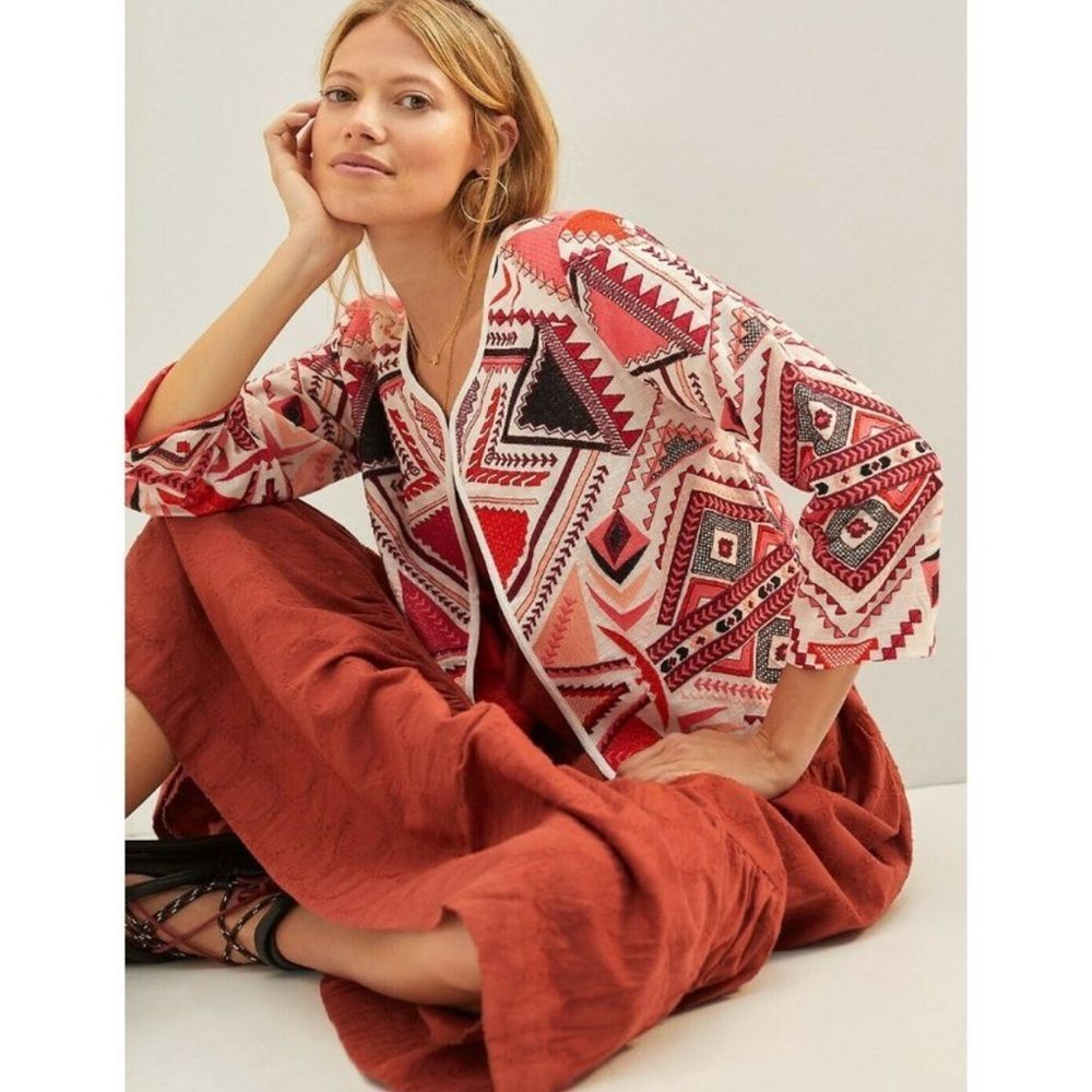 Anthropologie Abstract Quilted Jacket NEW Size Medium